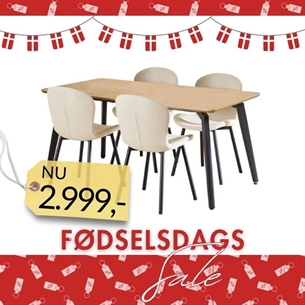 Cadiz spisebordssæt, m/4 stole i beige